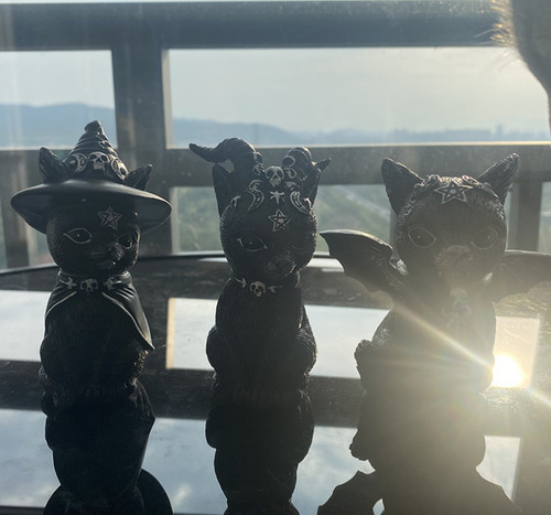Halloween witch cat resin - witch,