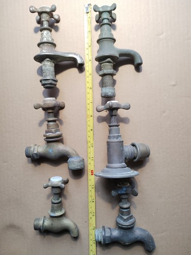 Six antique brass - , for