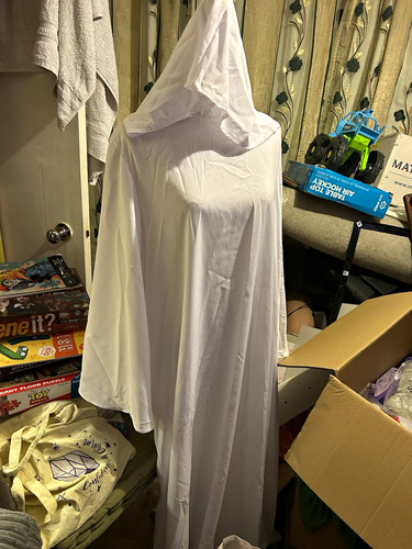 White hooded gown cloak cape - white,