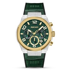 Ducati Corse Men's Chronograph Watch Steel Case Green Strap