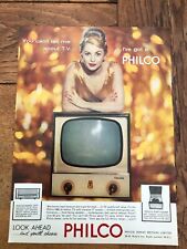 original large colour advert 1958 . philco television ( pretty lady )  