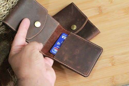 Mens leather wallet - wallet, card