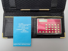 Leather Cheque Book Holder with working pen and working LC 14FX Calculator