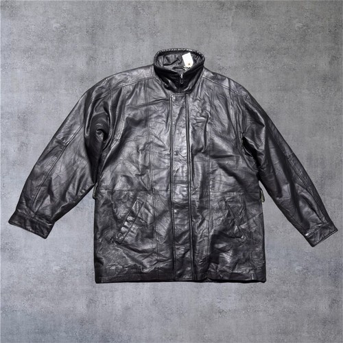 Vintage black leather jacket - leather,