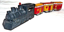 ⭐Marx Mainliner #99 Steam Locomotive & 3 Tin Wagons VGC Vintage Old Collectable