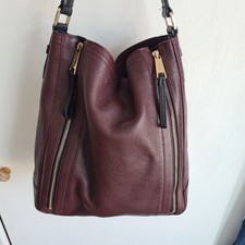 Autograph by M&S Leather Hobo Tote Shoulder Bag Burgundy Large