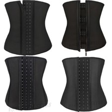 UK 100% Latex Waist Training Trainer Cincher Corset Body Shaper Slim Belt  BL