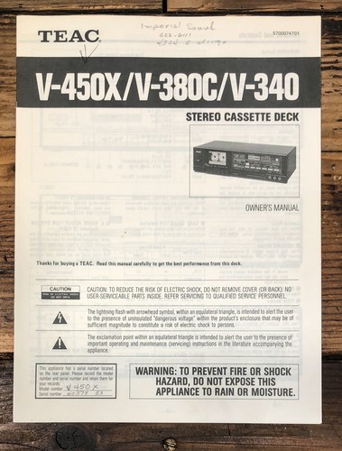 Teac 340 380c - teac, v-380c