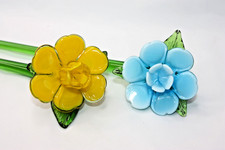 2 Long Stem Hand Blown Glass