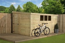 Empire 3000 Pent Garden Shed Wooden 12X4 12ft x 4ft  SHIPLAP TONGUE & GROOVE PRE