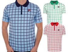 Fila Mens Polo Bobby Check Vintage Borg Retro Top Tennis T-Shirt Sportswear New