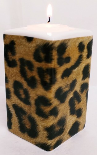 Leopard brown candle holder - candle,