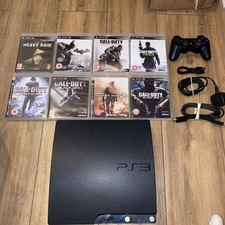 PlayStation 3 PS3 Slim 250GB Cech-2004B 8Games 1 Controller 8 Games COD Bundle 