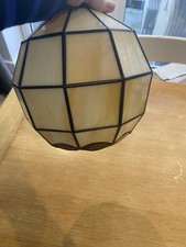 Vintage Lamp Light Shade, Tiffany Style Cream Beige Leaded Retro Lighting small