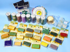 Vintage Multicoloured Needlework Glass Beads Mill Hill  Pins Etc LOT