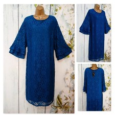 NEW JOANNA HOPE Blue Lace Midi Dress Size 30 Plus Size Occasion Wedding Party