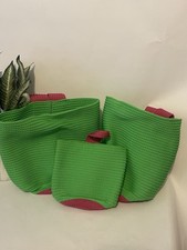 IKEA STICKAT STORAGE BASKET SET x 3 Green Pink Two Medium One Small Toys Plants