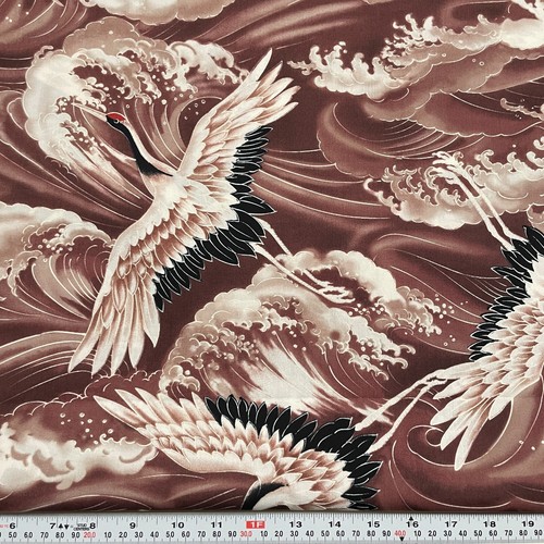 Asian inspired cranes plum - cranes, on