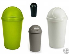 Plastic Bullet Bin 50 / 30 Litre Rubbish Waste Bins Kitchen Dustbin Flap Lid New