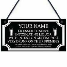Licensee Sign BAR Home Bar Man