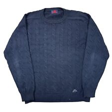 Robe Di Kappa Cable Knit 100% Cotton Jumper Sweater Blue Mens Large