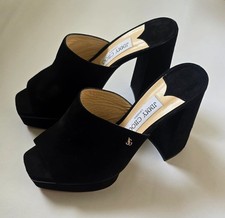 Jimmy Choo Black Suede Platform Mules. Size 39