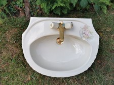 Balterley Shell Satsuma pedestal & basin. Toilet and Cistern. Champagne.