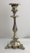 Victorian Silver Tone Ornate Candlestick 12" Tall Candle Holder Baroque