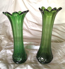 Pair of Antique Green Glass