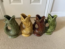 Vintage Dartmouth Devon Gurgling Fish Jugs X 4. Good Condition