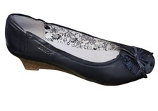 BOXX Shoes, Calf Royal Leather, Black Or Sand, 4.5cm Wedge Heel, UK Size 5