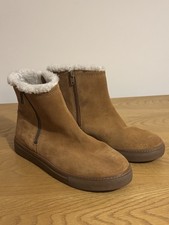 White Stuff Imogen Tan Suede Sherpa Fleece Lined Casual Boots  UK5/EU38