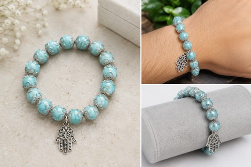 Turquoise color bead bracelet - turquoise,