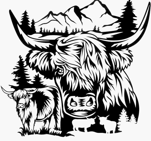 Highland cow head - highland, decal