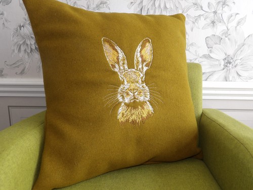 Embroidered wild hare - head, on