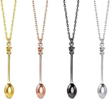 4 Pieces Spoon Necklace Charm Spoon Pendant Necklace Tiny Mini Tea Spoon Necklac