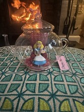 Disney Alice In Wonderland Glass Teapot Disney Christmas Ornament Box - Rare