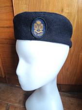 Vintage Navy Blue Wool Girl Guides Uniform Beret Hat With Fabric Badge VGC