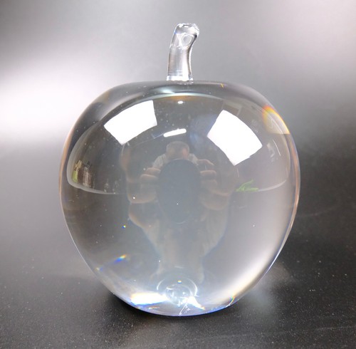 Clear art glass apple - glass,