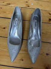 Dune Silver Mid Heel Party Shoes Size 40