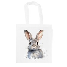 Grey Hare Tote Bag - Watercolour Countryside Animals Themed Shopping Bag Gift