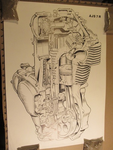Ajs engine motor - engine, cutaway