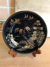 Booths Silicon China Plate - Black & Gold Willow Pattern - 7.5 Inch Diameter