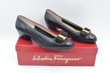 Ferragamo Italy Designer Vara Bow Ballet Heels Court Shoes Size UK 7 C EU 40
