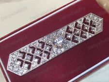 Beautiful Art Deco Style Geometric Crystal Silver Bar Brooch Shawl Pin Jewellery