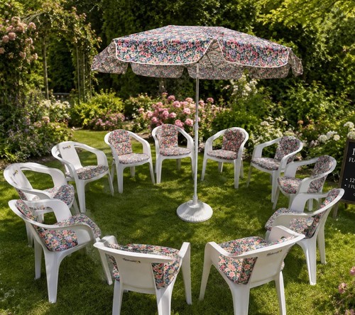 Garden chairs with floral - garden,
