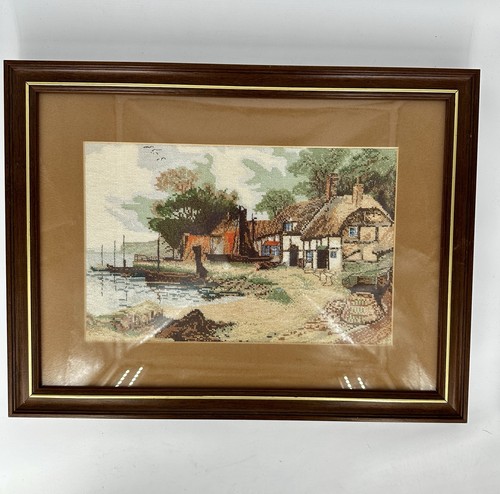 Vintage framed cross - framed, stitch
