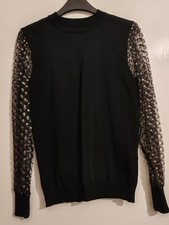 Lipsy Black Gold Chiffon Sleeve Sweater Size 10 Very Good Condition Never Worn