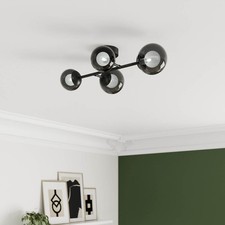 LED Ceiling Light 4 Way Black Smoked Effect Globe Shades Vintage Multi Arm