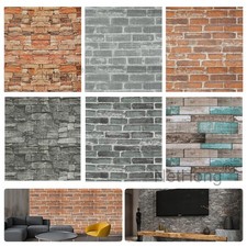 NEW Realistic 3D Effect Vintage Brick Effect Rustic Stone Grey Red Wallpaper
